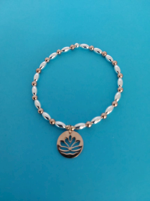 Rose Gold & Silver Stunning Lotus Flower Bracelet